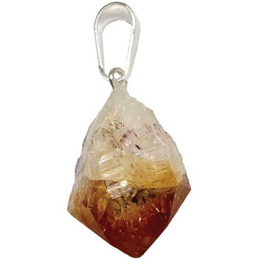 Citrine Point Silver Plated Bail Pendants