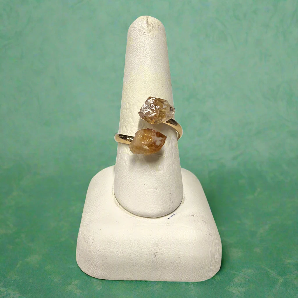 Citrine Point Adjustable Ring - Gold