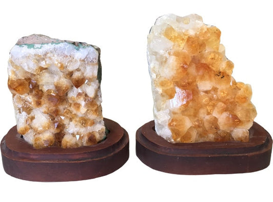 Citrine Cluster Standing Wood Bases