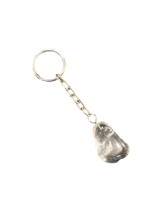 Clear and White Quartz Polished Keychains