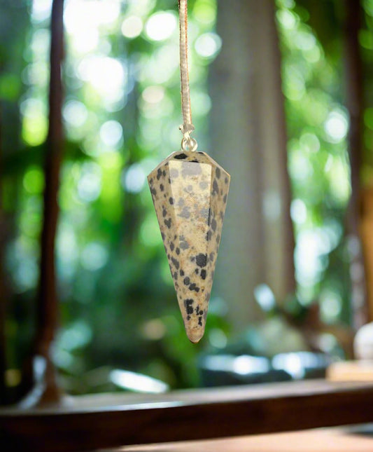 Dalmatian Jasper Pendulum Approx 1.25 Inch Diameter