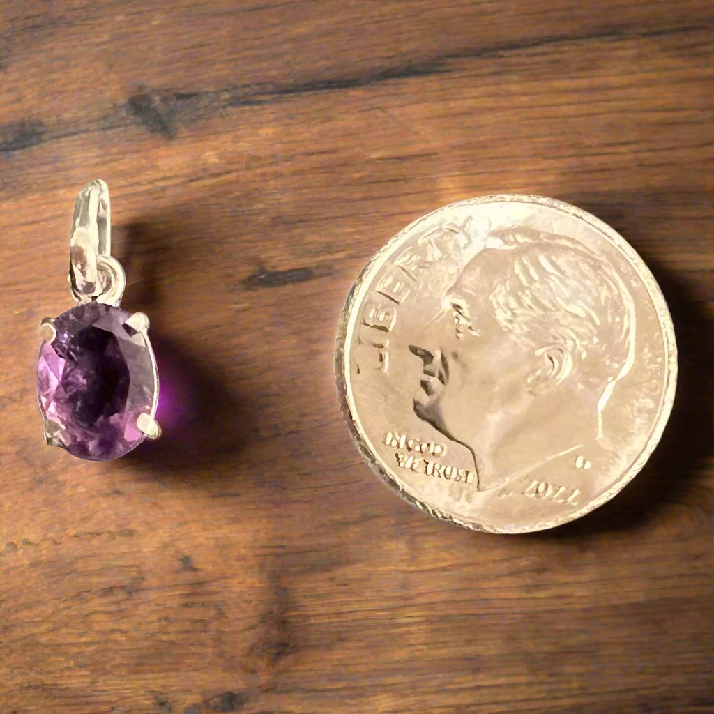 Faceted Amethyst Sterling Silver Stud Earrings or Pendant