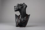 Black jewelry display showcasing Garnet_Necklace_30-32_Inches