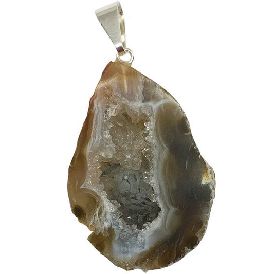 Geode Silver Plated Bail Pendants