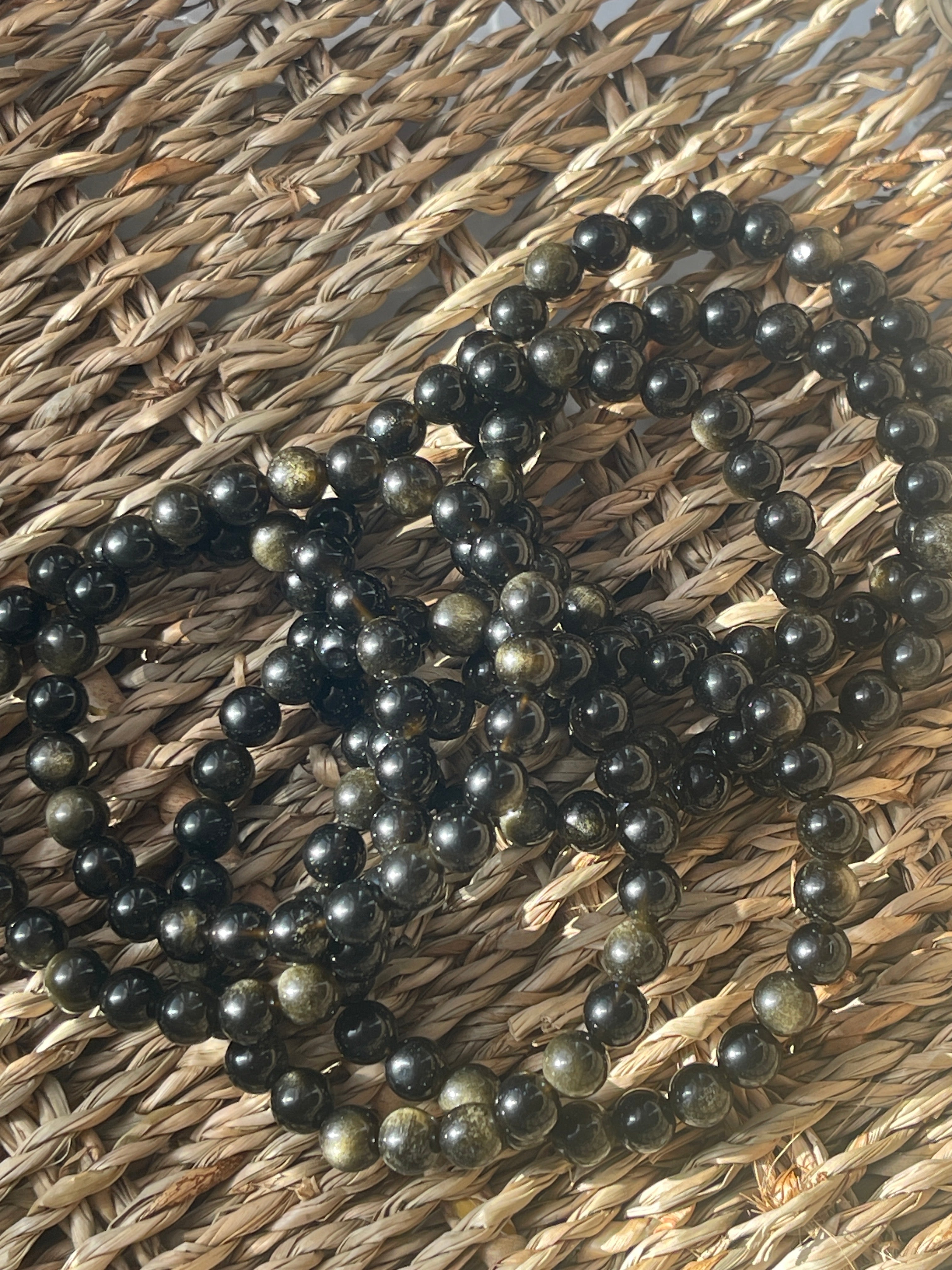 Gold Sheen Obsidian Bracelets Florida Pure Energy Crystals in basket 