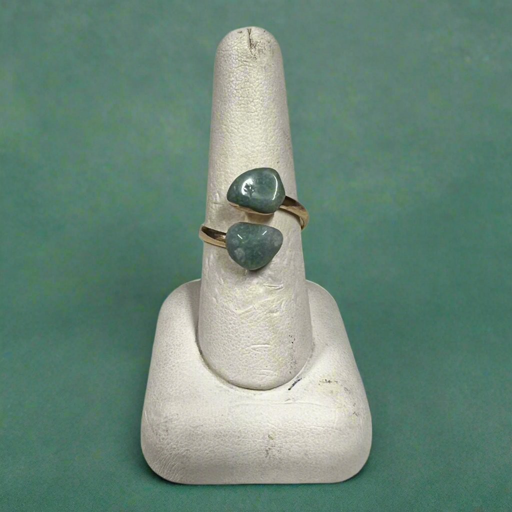 Green Aventurine Adjustable Ring - Gold