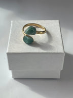 Green Aventurine Adjustable Ring Gold Plated Polished in Florida studio
