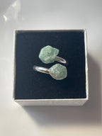 Green Aventurine Adjustable Ring Silver Plated Natural  in Florida studio