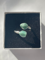 Green Aventurine Adjustable Ring Silver Plated Polished in Florida studio