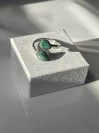 Green Aventurine Adjustable Ring Silver Plated Polished in Florida studio