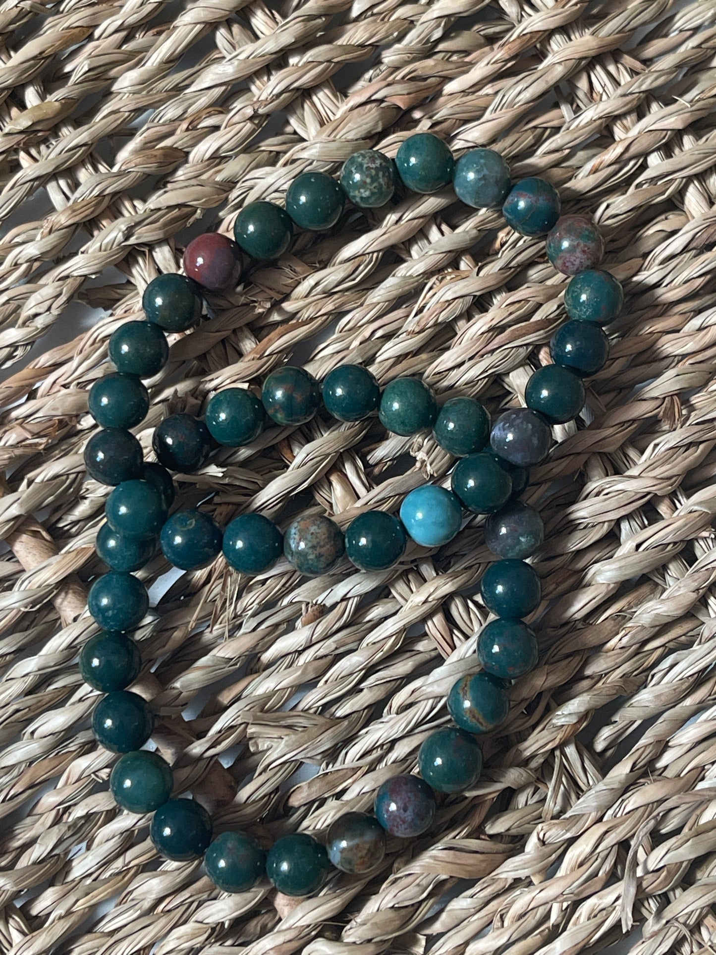 Heliotrope Bloodstone Bracelets in Florida Pure Energy Crystals In a basket 