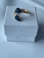 Hematite Adjustable Ring Gold Plated on top of a jewelry box in Florida 