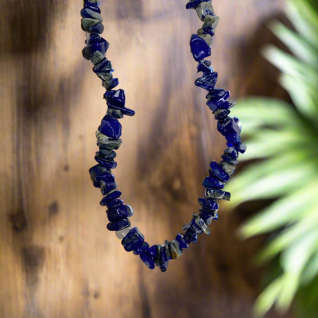 Handcrafted lapis lazuli necklace with deep blue gemstone beads
