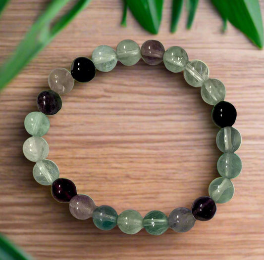 Multi Color Fluorite 8mm Round Bracelet