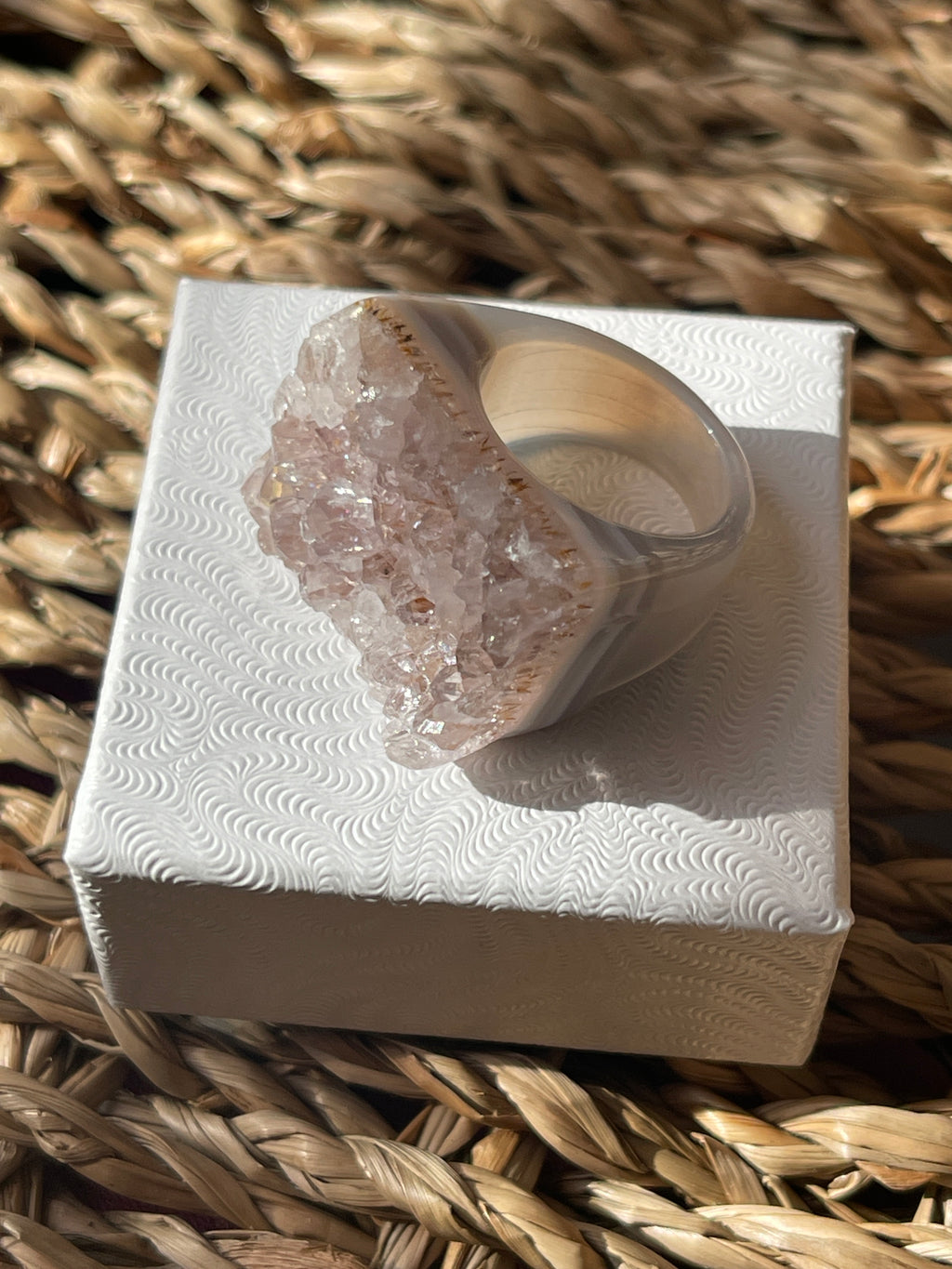 Natural Agate Druzy Ring Pure Energy Crystals Florida