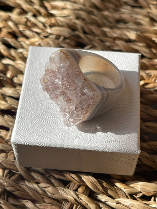 Natural Agate Druzy Ring Pure Energy Crystals Florida