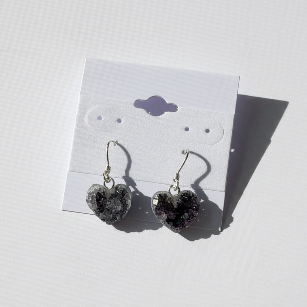 Natural Amethyst Heart Earrings At Pure Energy Crystals