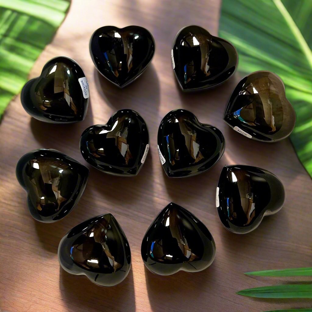 Obsidian Polished Hearts