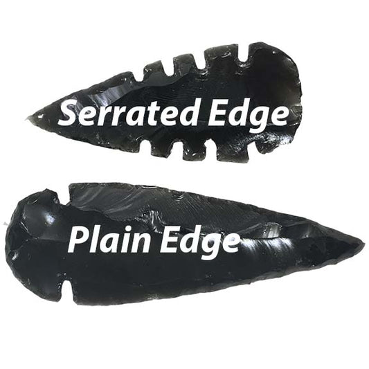 Black Obsidian Plain and Serrated Edge Arrowheads