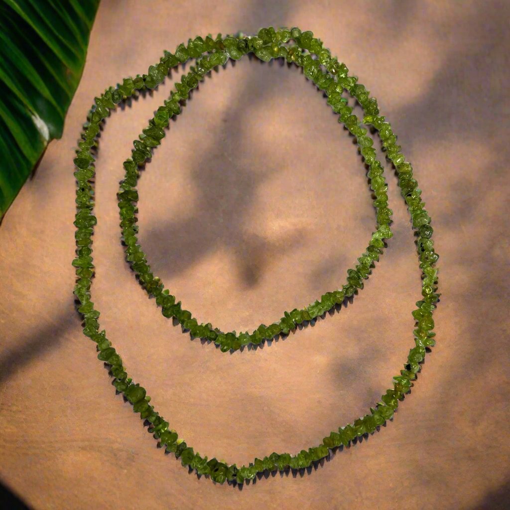 Peridot Chip Bead Necklaces 30-32 Inches