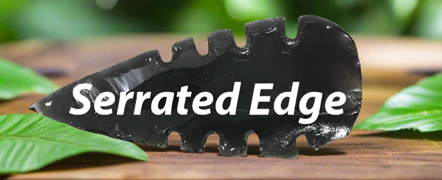 Black Obsidian Plain and Serrated Edge Arrowheads