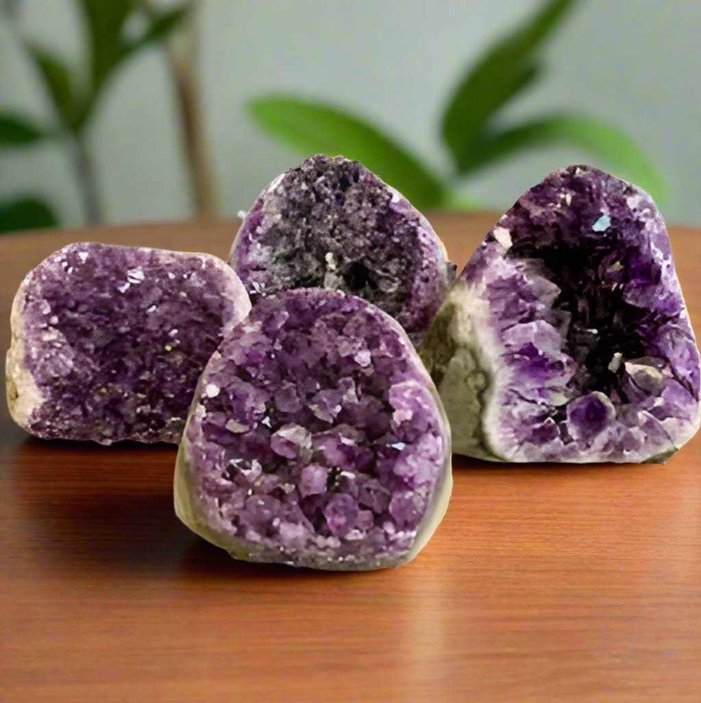 Polished HQ Amethyst Cluster Standing Flat Base