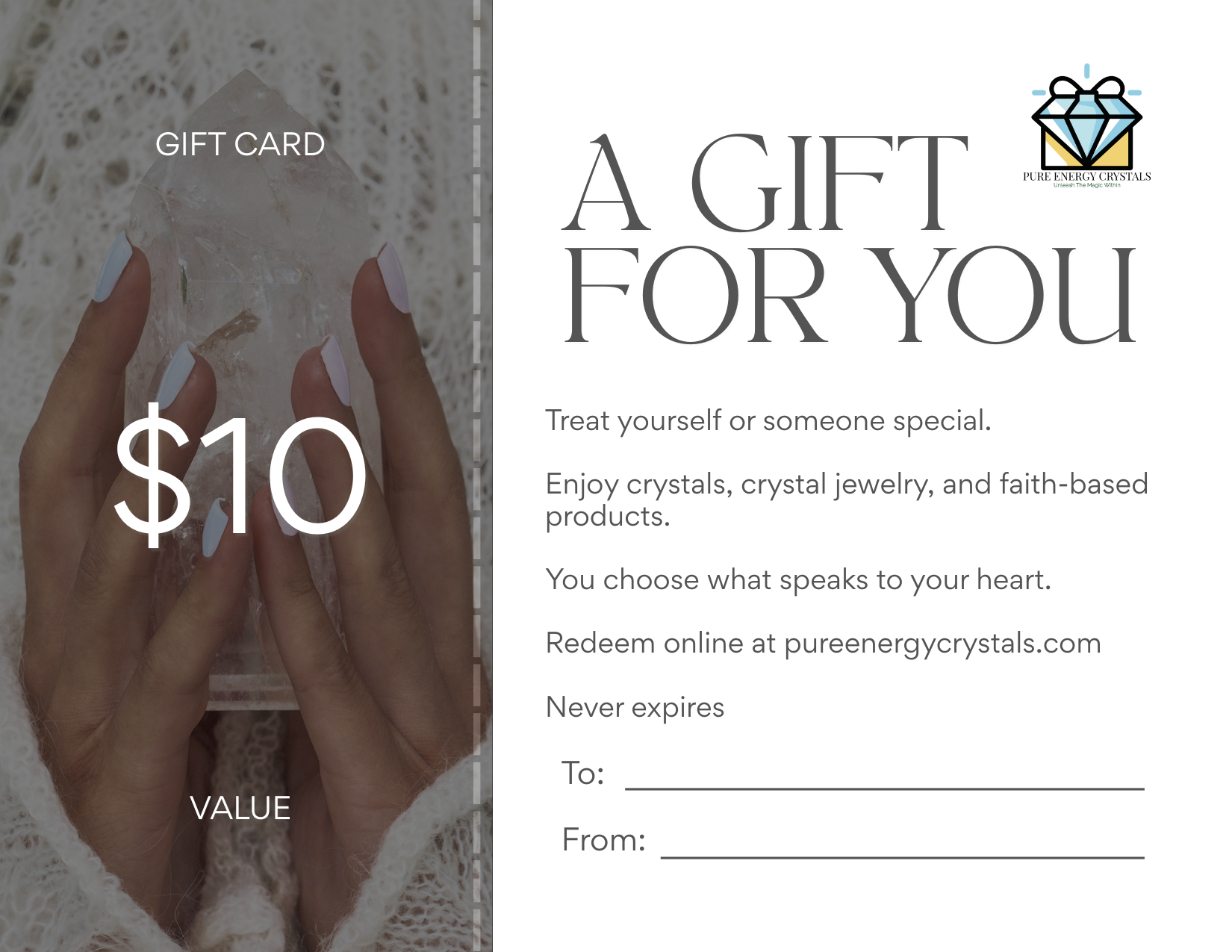 Pure Energy Crystals Gift Card $10