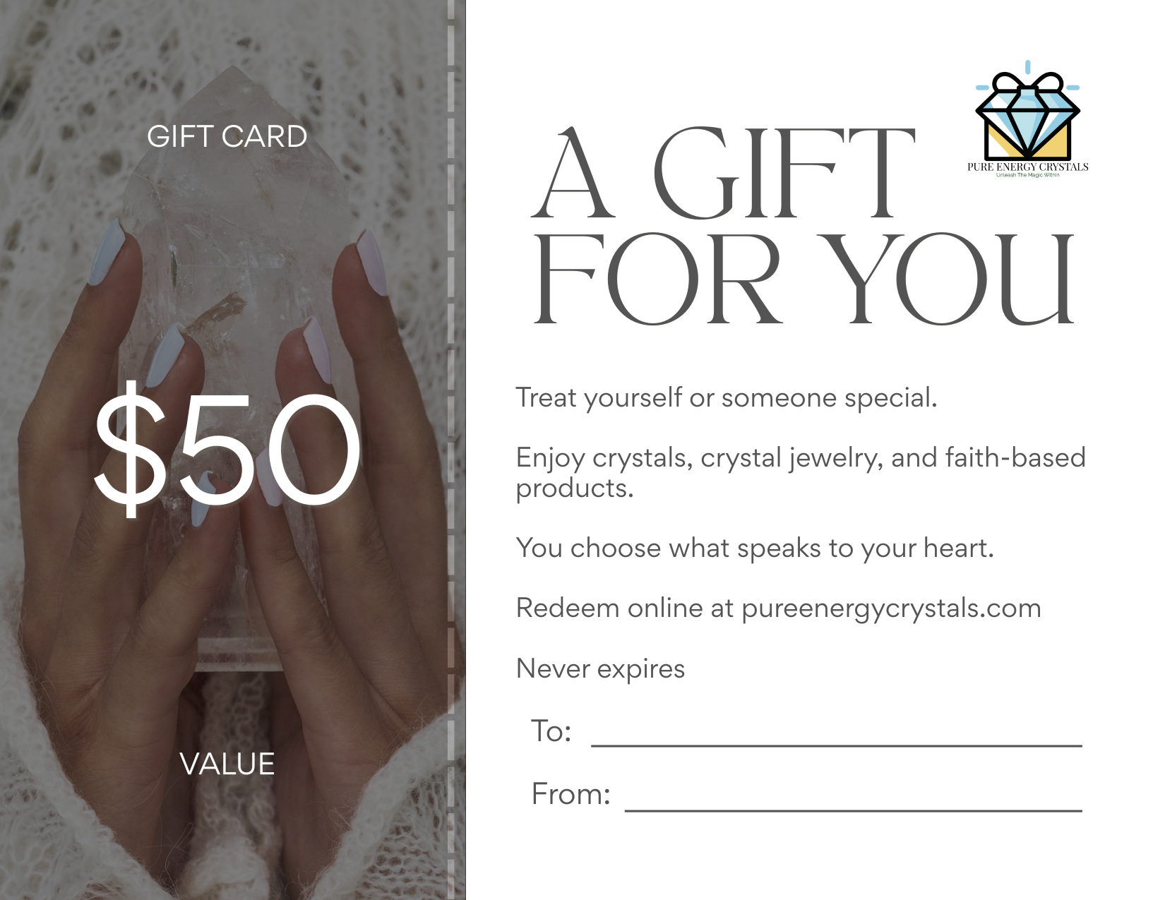 Pure Energy Crystals Gift Card $50