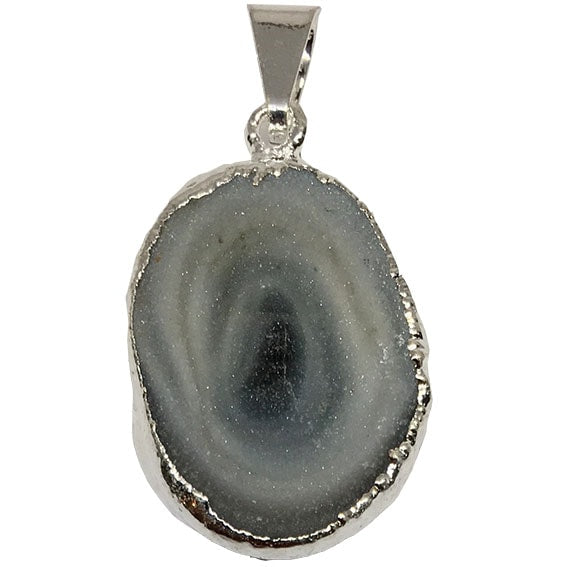 Quartz Chalcedony Druzy SIlver Plated Pendants