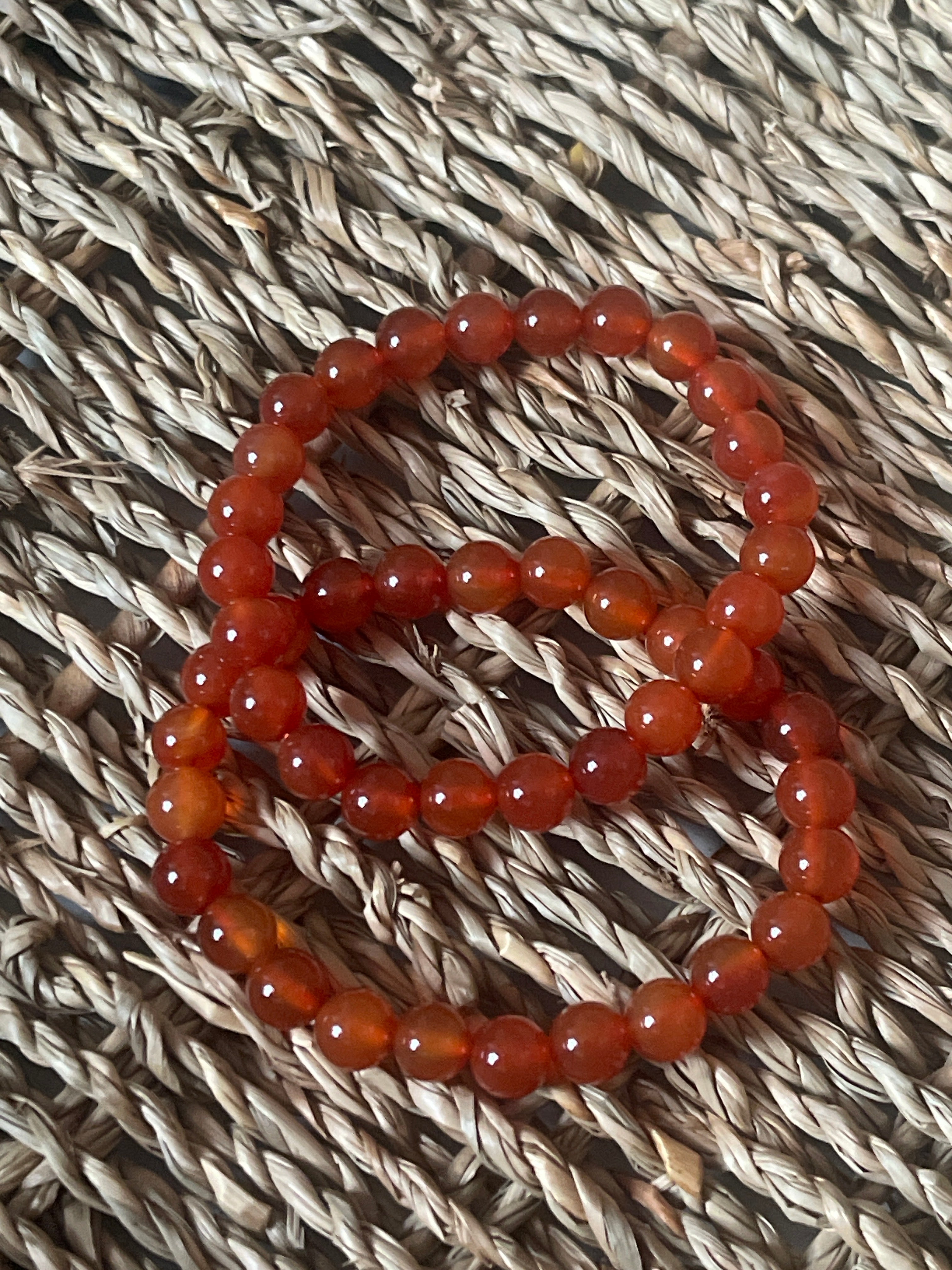 Red Agate Carnelian Bracelet In Florida Pure Energy Crystals In a basket 