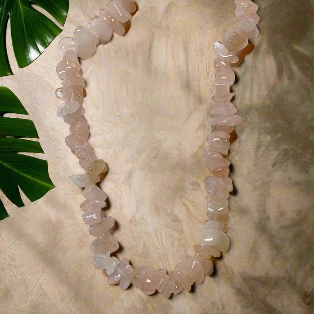 Rose Quartz Chip Necklaces 30-32 Inches