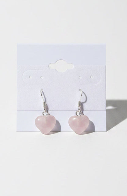 Rose Quartz Polished Heart Earrings At Pure Energy Crystals 