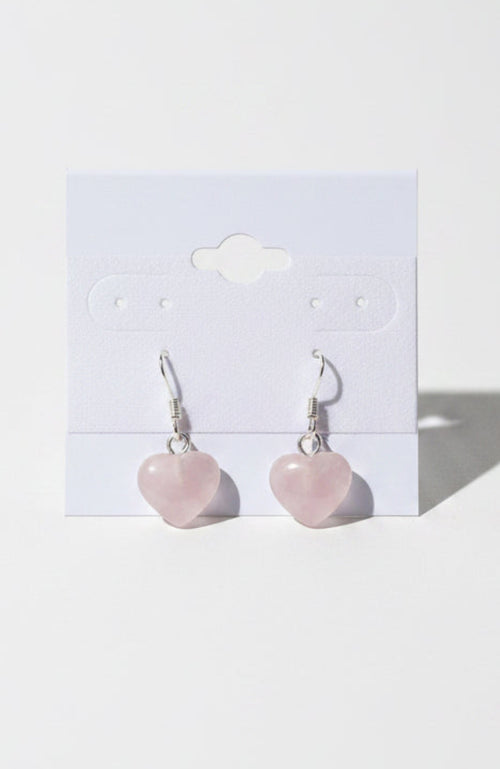 Rose Quartz Polished Heart Earrings At Pure Energy Crystals 