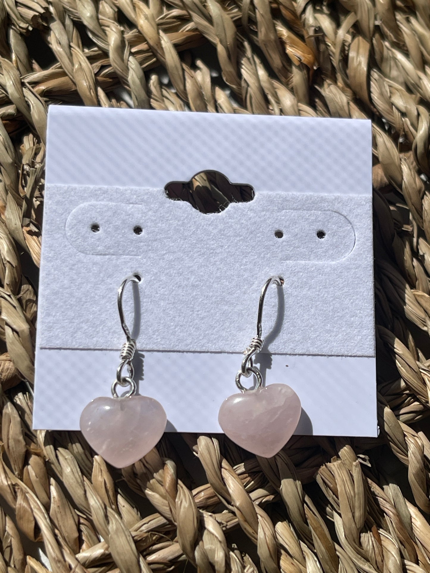 Rose Quartz Polished Heart Earrings At Pure Energy Crystals In Florida 