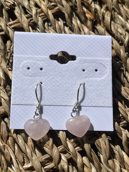 Rose Quartz Polished Heart Earrings At Pure Energy Crystals In Florida 