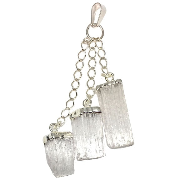 Selenite 3 Piece Silver Plated Pendants