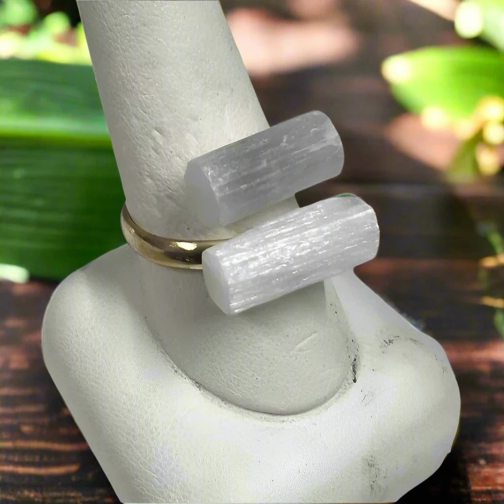 Selenite Adjustable Ring - Gold