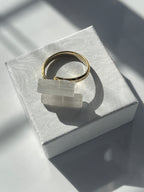 Selenite adjustable gold plated ring