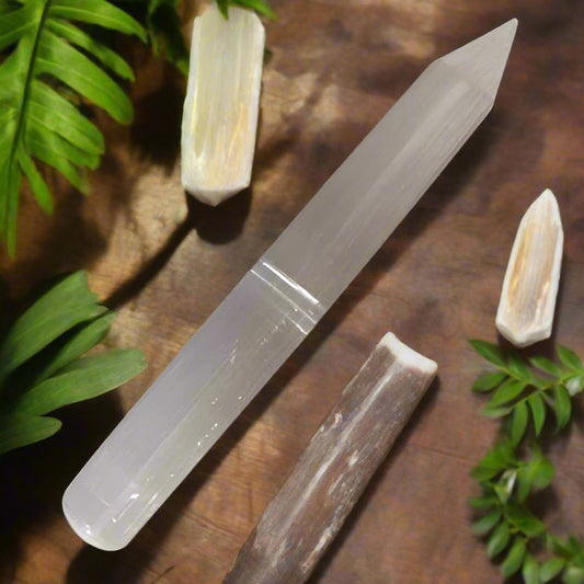 Selenite Wands point on one side