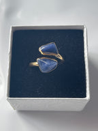 Sodalite Adjustable Ring Gold Plated Polished in Florida studio, Pure Energy Crystals