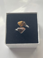 Tigers Eye Adjustable Ring Silver Plated inside small white jewelry box in Florida 