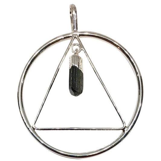 Tourmaline Triangle Silver Plated Pendants