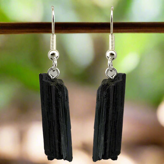 Tourmaline Crystal Silver Plated Bail Earrings