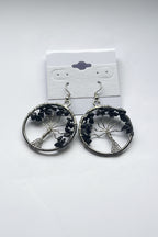 Tree of Life Circle Earrings At Pure Energy Crystals Black Tourmaline 