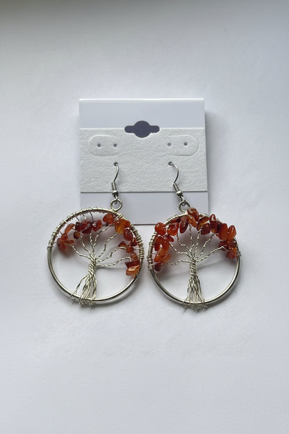Tree of Life Circle Earrings At Pure Energy Crystals Carnelian Agate