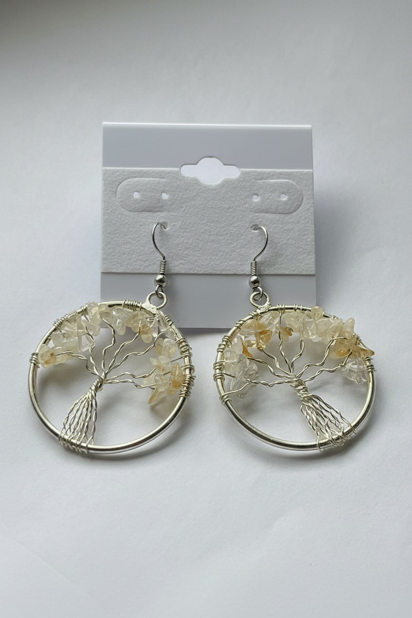 Tree of Life Circle Earrings At Pure Energy Crystals Citrine  