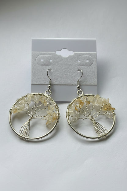 Tree of Life Circle Earrings At Pure Energy Crystals Citrine  