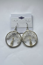 Tree of Life Circle Earrings At Pure Energy Crystals Clear Quartz 