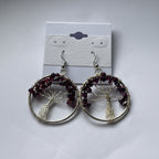 Tree of Life Circle Earrings At Pure Energy Crystals Garnet