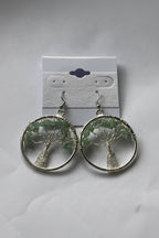 Tree of Life Circle Earrings At Pure Energy Crystals Green Aventurine 
